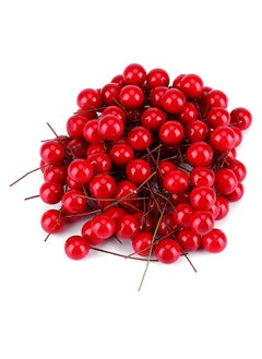 Buy 100pcs Lifelike Simulation Red Holly Berry Christmas Fake Berries Model for DIY Crafts Kitchen Home Party Decoration Hanging Ornaments in Egypt