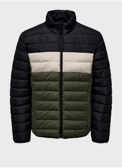 Buy Colour Block Quilted Puffer Jacket in Saudi Arabia