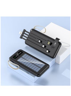 Buy Solar Power Bank Portable Charger 20000mAh External Backup Battery Charger Fast Charging Solar Panel & USB Charging with line & Light in UAE