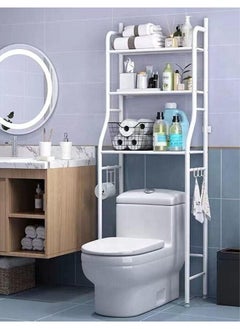 Buy Toilet Cabinet Shelf Organizer Holder White 48X25X166cm in Saudi Arabia