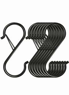 اشتري S Hooks for Hanging, Heavy Duty S Hooks with Safety Buckle S Shaped Hooks Kitchen Pot Rack Hooks Closet Hooks for Hanging Plants, Clothes, Kitchen Utensil, Pots and Pans, Bags (8 Pack, Black) في السعودية