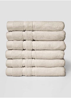 اشتري 6 Pieces Face Towel by La'Marvel, Cream 600 GSM 100% Cotton Plux Towels في السعودية