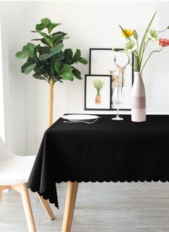 Buy Rectangle Table Cloth – Washable Water Resistance Microfiber Tablecloth Decorative Table Cover for Banquet Party Kitchen Dining Room Black 140*180cm in UAE