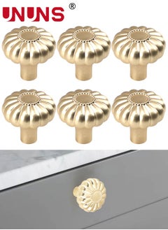 اشتري Knobs For Cabinet,6 Pack Gold Drawer Cabinet Knobs,Solid Brass Handles Hardware For Dresser Kitchen Bedroom Bathroom في السعودية