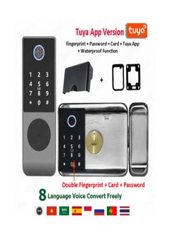 اشتري Arabic Voice Service,8 Language Voices,Waterproof Double Side TUYA WIFI App/ Smart Outdoor Lock, Fingerprint Lock, Outdoor Gate, Digital Password, Remote App, Home Electronic Rim Lock في السعودية