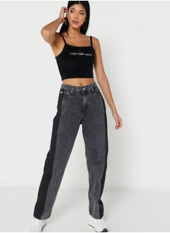 Buy High Waist Colorblock Jeans in UAE