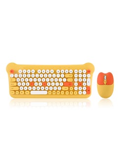 اشتري Wireless Keyboard Mouse Set Candy Macaron Cute Multicolor OfficeYellow Yellow في السعودية