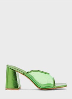 Buy Metallic Trim Clear Strap Mule Sandal in Saudi Arabia