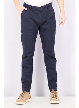 اشتري Men Regular Fit Plain Dress Pants, Dark Midnight Blue في الامارات