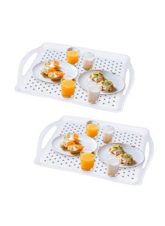 Buy 2-Pack Non Slip Food Serving Trays - Rectangle Anti-Slip Dishwasher Safe Trays for Snacks, Fruits, Desserts, and Drinks, Small Drink Tray Breakfast Tray Bed Tray Food Tray Lap Trays for Eating in UAE