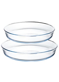 اشتري LIFE SMILE Borosilicate Glass Oven Baking Dishes Set of 2 - Round Shape Baking Tray Dishwasher Safe, Fridge & Freezer Safe, Microwave Safe في الامارات