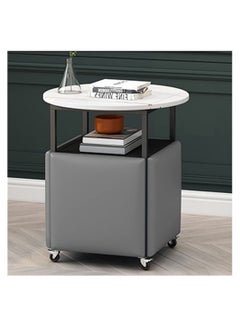 Buy Retractable Coffee Table Side Living Room Space-saving Combination Of Wrought Iron Tables Rock Slab top 5 in 1 Smart Table And Chair Disassemble And Fold Away in UAE