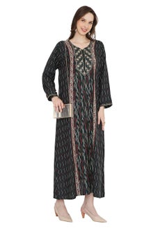 Buy UNIQUE THREAD EMBROIDERY WITH SMALL STONE WORK LONG VISCOSE ARABIC KAFTAN FARASHA DRESS in Saudi Arabia