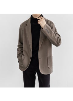 Buy Woolen coat mens winter thickened design light familiar loose top short casual Korean style suit woolen coatBrown Brown in Saudi Arabia