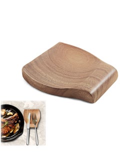 اشتري Wooden Spoon Rest For Kitchen Counter, Natural Acacia Wood Holder Stove Top or Counter Top, Perfect for Placing Utensils, Ladle, Spatula, Tongs, Fork & More, 4.7×4.5 Inch في السعودية