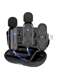 اشتري Wireless Microphones with Charging Case Portable Video Recording Studio Rechargeable Mic Receiver Low Latency Interview (2 Lightning MIC) في الامارات