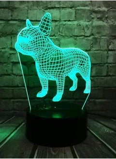 Buy Multicolour 3D Illusion Lamp LED Night Light Cartoon Animal French Bulldog Dog 16 Color Change Sensor New Year Party Supply Friend Kids in UAE