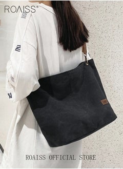 Buy Large-Capacity Canvas Bag for Women Can Be Used As A Cross-Body Bag Fashionable and Versatile Retro Casual Tote Bag in UAE