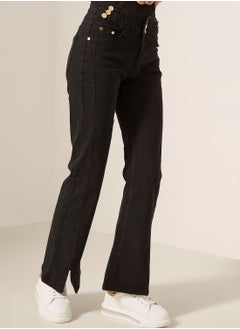 Buy High Waist Slit Jeans in Saudi Arabia