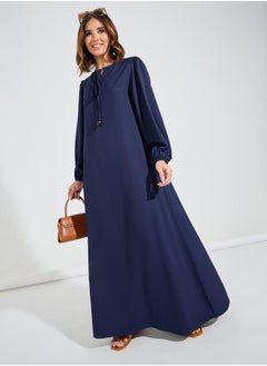 اشتري Tie-Up Neck Jalabiya with Cuffed Sleeves في السعودية