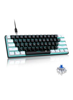 Buy Wired 60% Mechanical Gaming Keyboard, Blue Switch Full Anti Ghosting Portable Mini Keyboard, For Windows Laptop PC Mac (White Black Ice) in Saudi Arabia