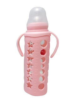 Buy Fish Little Glass Baby Bottle with Handles and Silicone Cover Multe Color - 240 Ml in Egypt