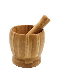Buy COOLBABY Natural Bamboo Wood Herb Spice Grinder Crusher Bowl Mortar and Pestle Small in UAE