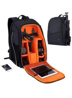 Buy Large Capacity Waterproof Shockproof Backpack Camera Bag w/15 Inch Laptop Compartment Rain Cover for Men Women Photographer DSLR SLR Cameras Lenses Tripod Photography Accessories in UAE