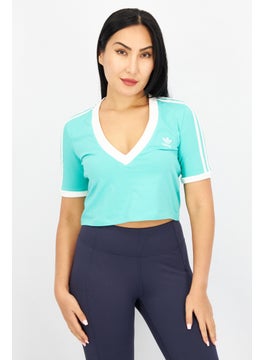 اشتري Women Sportswear Fit Short Sleeve Running Crop Top, Light Green/White في الامارات