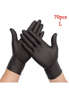 Buy Black Disposable Vinyl Powder Free Gloves For Multi Purpose Uses Large Size 70 Pcs in Saudi Arabia