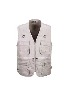 اشتري Multi-Pocket Outdoor Fishing Vest for Men Khaki (light) في الامارات