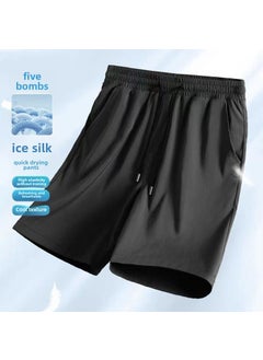 اشتري 2024 New Summer Ice Silk Shorts, Tech Stretchable, Unisex, 3 Colors [Five-prevention and five-bomb ice silk shorts] black في الامارات