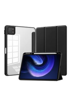 Buy Case Compatible With Xiaomi Pad 6/6 Pro 11 Inch 2023 with Pencil Holder Clear Transparent Back Shell Slim Stand Shockproof Tablet Cover Auto Wake/Sleep in UAE