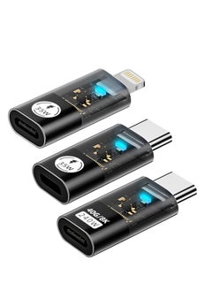 اشتري 35W/480Mbps USB-C Male to Lightning Female Adapter, 240W/40Gbps USB Type C Male to Female Extender, 35W/480Mbps USB C Female to Lightning Male Converter (3 Pack, Transparent Black) في الامارات