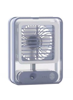 اشتري Office fan from one 94 store, small portable atomizer with rechargeable battery-powered LED Night Light, Table Fan for office, kitchen and bedroom (blue)- from Rana store في مصر