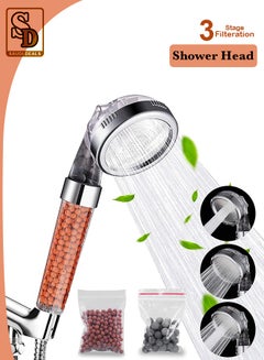 Buy Handheld Shower Head, 3 Stage Filter Purifier, High Water Pressure Ionic Showerhead for Spa Experience, Dry Skin & Hair Therapy in Saudi Arabia
