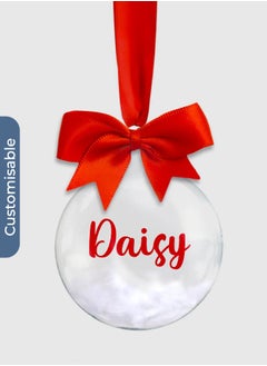 Buy Custom Swirl Font Christmas Bauble – Personalised Ornament with Feather or Snow Beads Inside in UAE