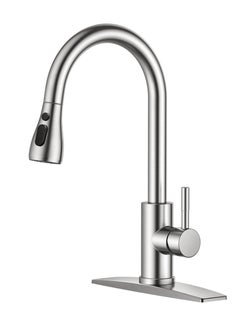 Buy Kitchen Faucets, Kitchen Faucet with Pull Down Sprayer, High Arc Single Handle Stainless Steel Sink Faucets 1 or 3 Hole, Kitchen Sink Faucets for Farmhouse Camper Laundry, Brushed Nickel in Saudi Arabia