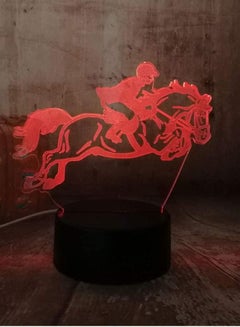 Buy Equestrian Riding Horse 16 Color Change 3D Visual LED Multicolor Night Light Kids Touch USB Table Lamp Baby Sleeping Decor Sports Lamps in UAE