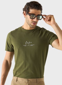 اشتري Slogan Print Crew Neck T-Shirt في السعودية