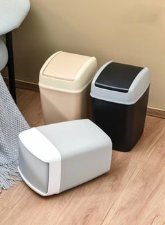 Buy 7L Garbage Can with Swing Lid - Durable Plastic Trash Bin for Kitchen, Bathroom, and Office in Saudi Arabia