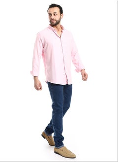 اشتري Plain Rose Full Front Buttons Closure Men Shirt_Pink في مصر