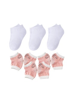 اشتري Star Babies Combo Pack of 2 (Kids socks pack of 3, Baby Knee Pad Pack of 3) - Pink في الامارات