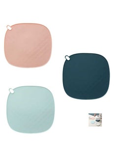 اشتري 3pcs TPR Thickened Anti-Scalding Heat Insulation Pad Dark Blue/Pink/Light Blue في الامارات