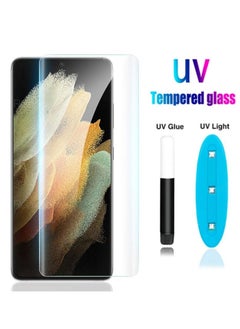 Buy Samsung Galaxy S23 Ultra UV Tempered Glass Screen Protector Full Glue Curved Protective Film Fingerprint Unlock in UAE