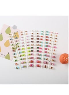 Buy 120pcs Design Self Adhesive False Nails Kids Nail Sticker Press Manicure Set Multicolor in Saudi Arabia