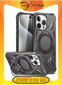 Buy SHIELD EGYPT For iPhone 15 Pro Max Case Mag-Safe Magnetic Shockproof Phone Case with Ring Holder (Dark Grey) in Egypt