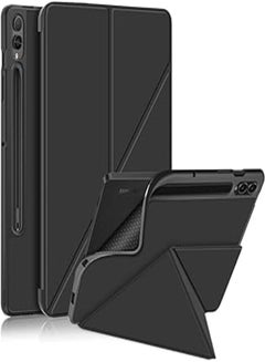 اشتري Dl3 Mobilak For Samsung Galaxy Tab S8+ Plus 2022 / S7 FE 2021 / S7+ Plus 2020 12.4-Inch Case, Smart Stand, Pencil Holder, Shockproof Slim Lightweight Leather Cover, Modern Abstract Design - Black في مصر