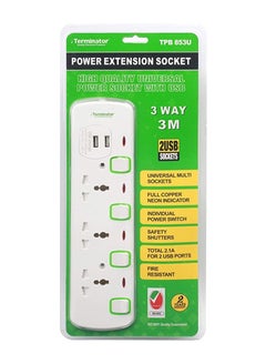 Buy Power Extension 3 Socket 2 USB Charging Ports With 3 Meter Cable TPB 853U in UAE