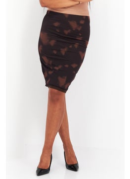 Buy Women Tie Dye Mini Skirt, Dark Brown in Saudi Arabia